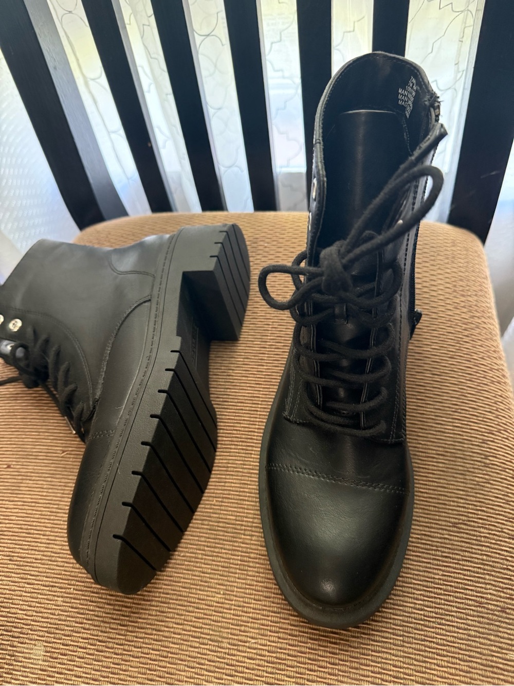 Women's Black Lace-Up Combat Boots